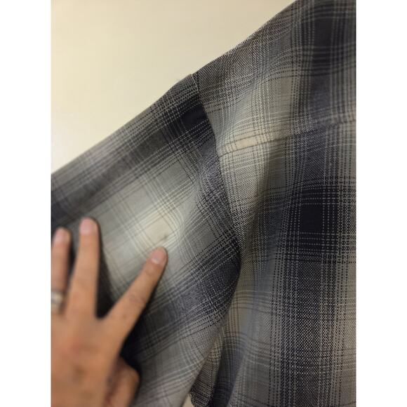 CalTop Shirt Mens XL Gray Plaid Short Sleeve Button Up USA Flannel VTG OG Street - Picture 5 of 9